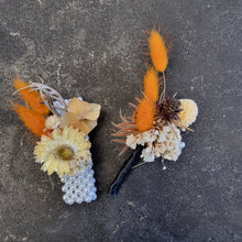 Load image into Gallery viewer, Wrist Corsage and Buttonhole / Boutonniere Set Dried