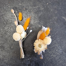 Load image into Gallery viewer, Wrist Corsage and Buttonhole / Boutonniere Set Dried