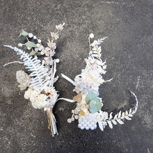 Load image into Gallery viewer, Wrist Corsage and Buttonhole / Boutonniere Set Dried