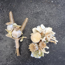 Load image into Gallery viewer, Wrist Corsage and Buttonhole / Boutonniere Set Dried