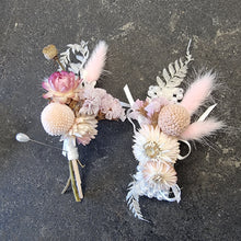 Load image into Gallery viewer, Wrist Corsage and Buttonhole / Boutonniere Set Dried