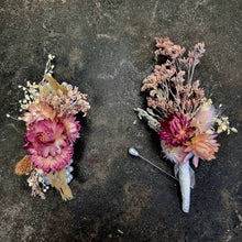 Load image into Gallery viewer, Wrist Corsage and Buttonhole / Boutonniere Set Dried