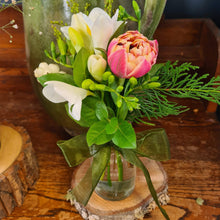 Load image into Gallery viewer, Sweet little bunch of seasonal flowers in a bottle