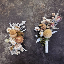 Load image into Gallery viewer, Wrist Corsage and Buttonhole / Boutonniere Set Dried