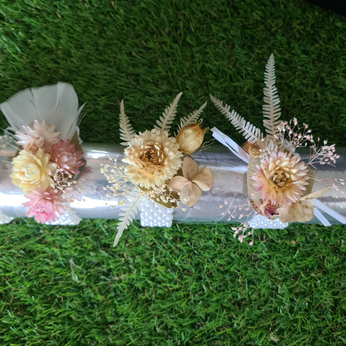 Blanc's Dried Wrist corsages, beautiful natural dried flowers and foliage  