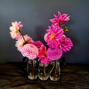 Rustic Bottle Rack with Fresh Summer Flowers