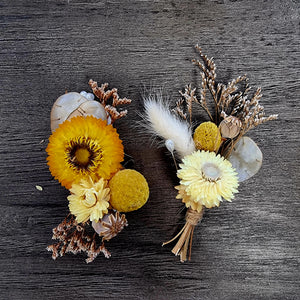 Wrist Corsage and Buttonhole / Boutonniere Set Dried