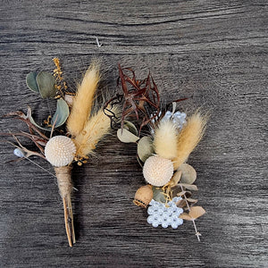 Wrist Corsage and Buttonhole / Boutonniere Set Dried
