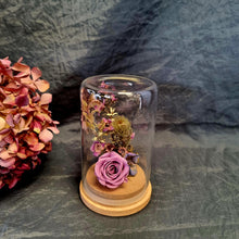 Load image into Gallery viewer, Small Tall Mauve Preserved Rose Dome - Blanc Flowers

