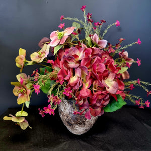 Silk Florals in Unique Tuscan Urn
